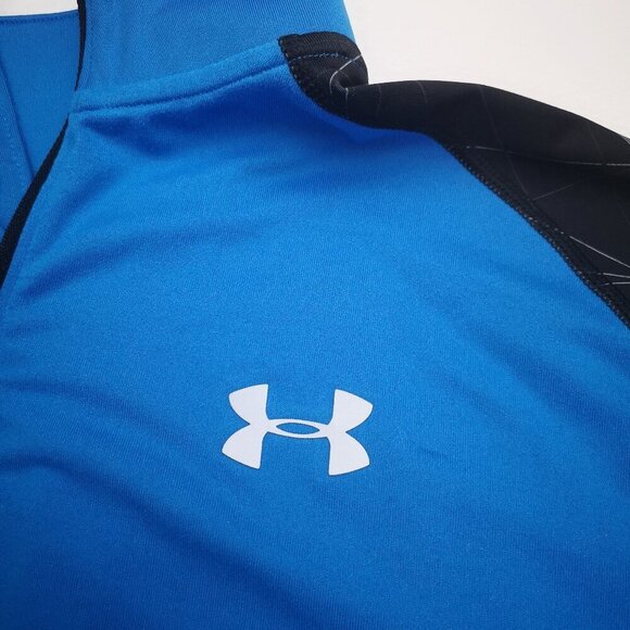 Under Armour Run Cold Gear Men's Size Large Royal Blue & Black Activewear Shirt - Picture 4 of 13